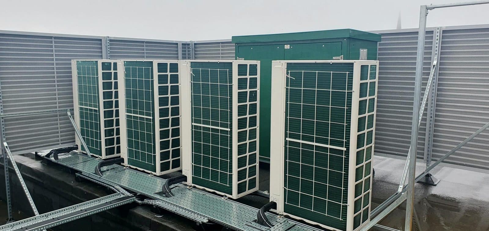Rooftop VRF condensers at Chichester College