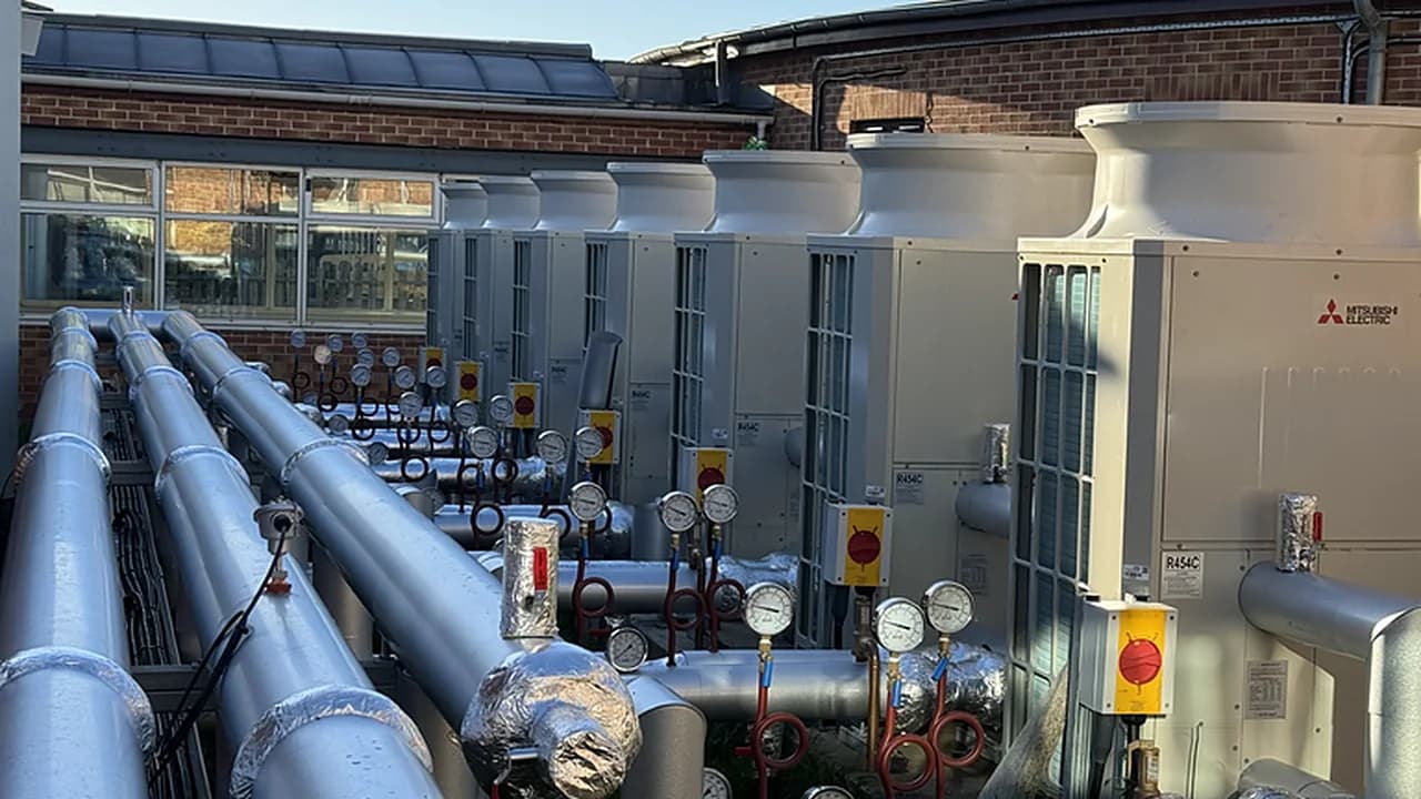 Mitsubishi Electric air source heat pumps and insulated pipework at Wembley Health Centre